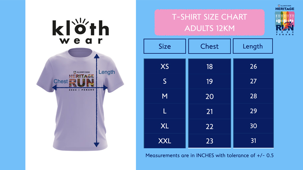 T-shirt size chart