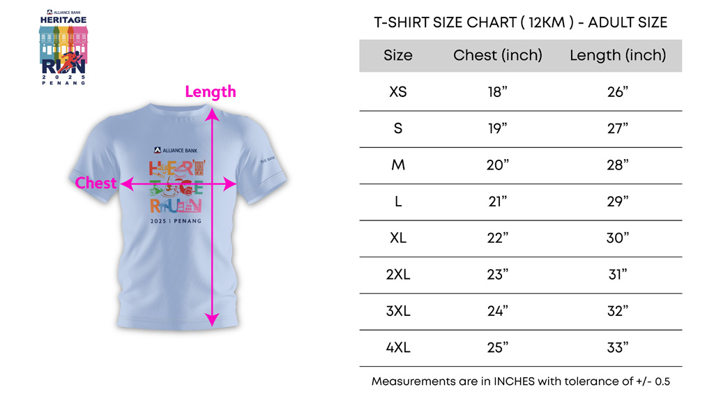 T-shirt size chart