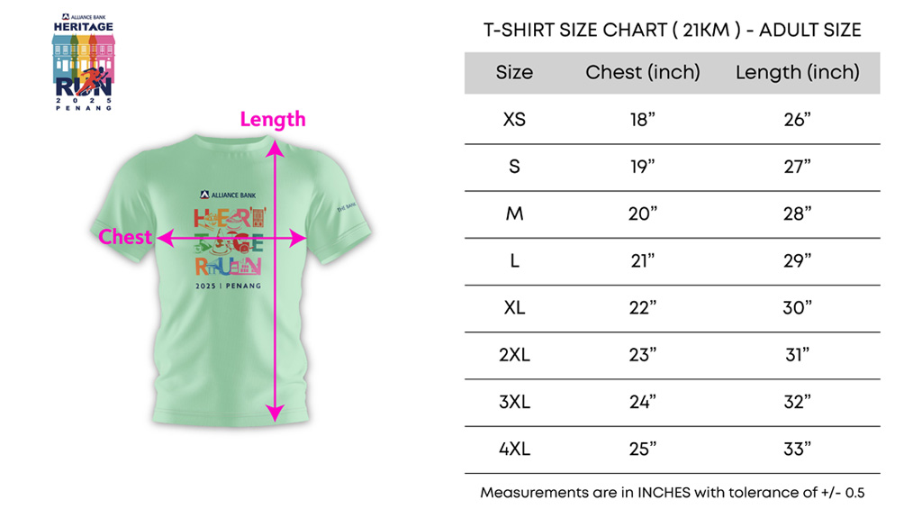 T-shirt size chart