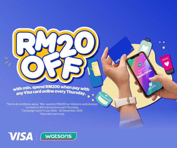 Save RM20* every Thursday at Watsons online with Alliance Bank Visa Credit Card