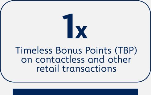 1x Timeless Bonus Points (TBP) on contactless and other retail transactions