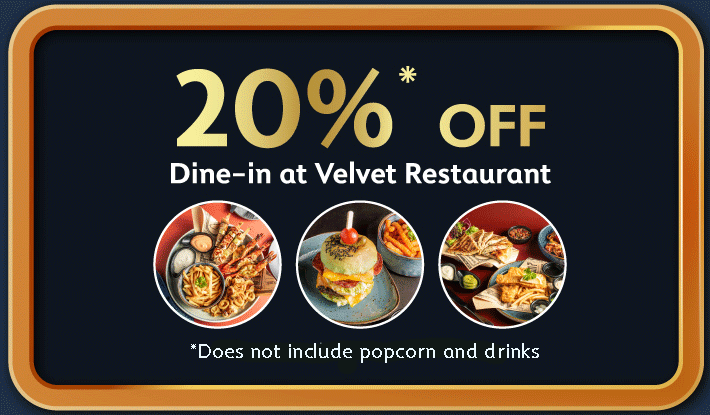 20% OFF Dine-in at Velvet Restaurant & Bar