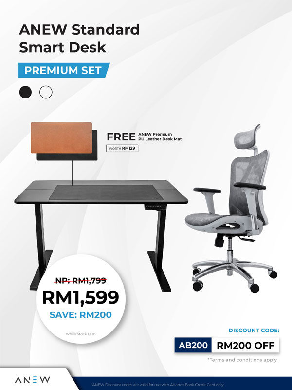 Up to RM200 Off* ANEW Smart Desk Premium Set with Alliance Bank Credit Card