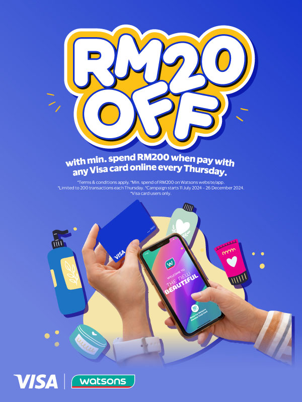 Save RM20* every Thursday at Watsons online with Alliance Bank Visa Credit Card